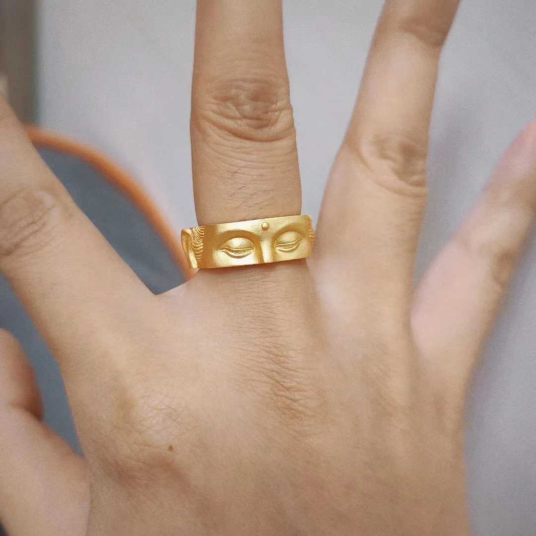 Speak No Evil Buddha Half Face Ring Buddhist Accessories Handmade Gothic Adjustable Open Ring Unisex Designer Jewelry Bless GiftXJ250219