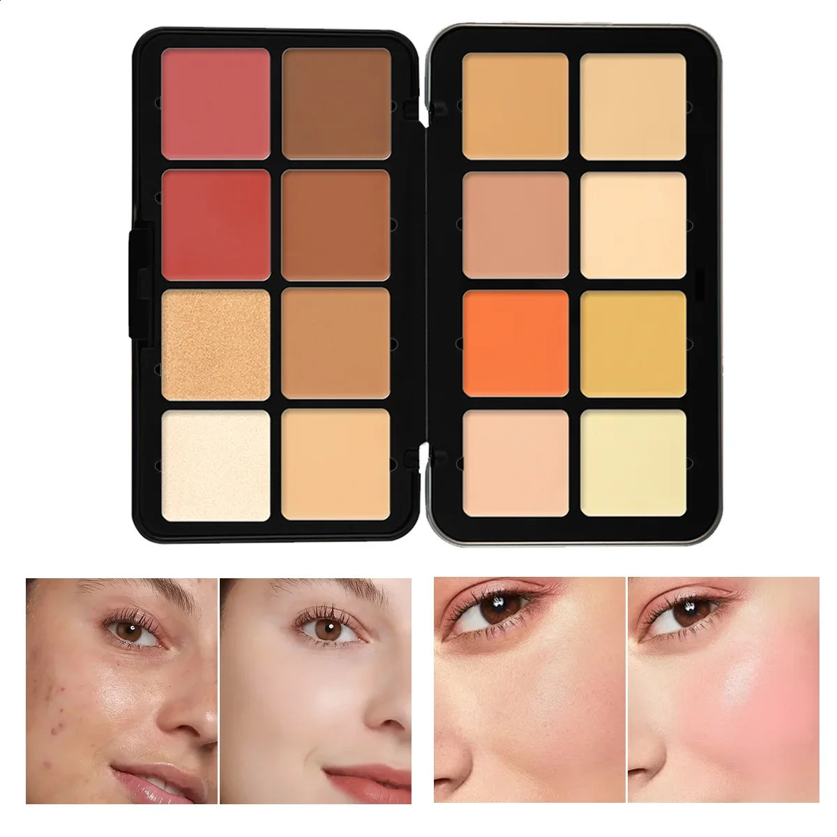 16-Color Iron Box Concealer Plate Natural Non-Stuck Powder Multi-Purpose Matte Highlight Concealer Blush Palette Bronzer 250214