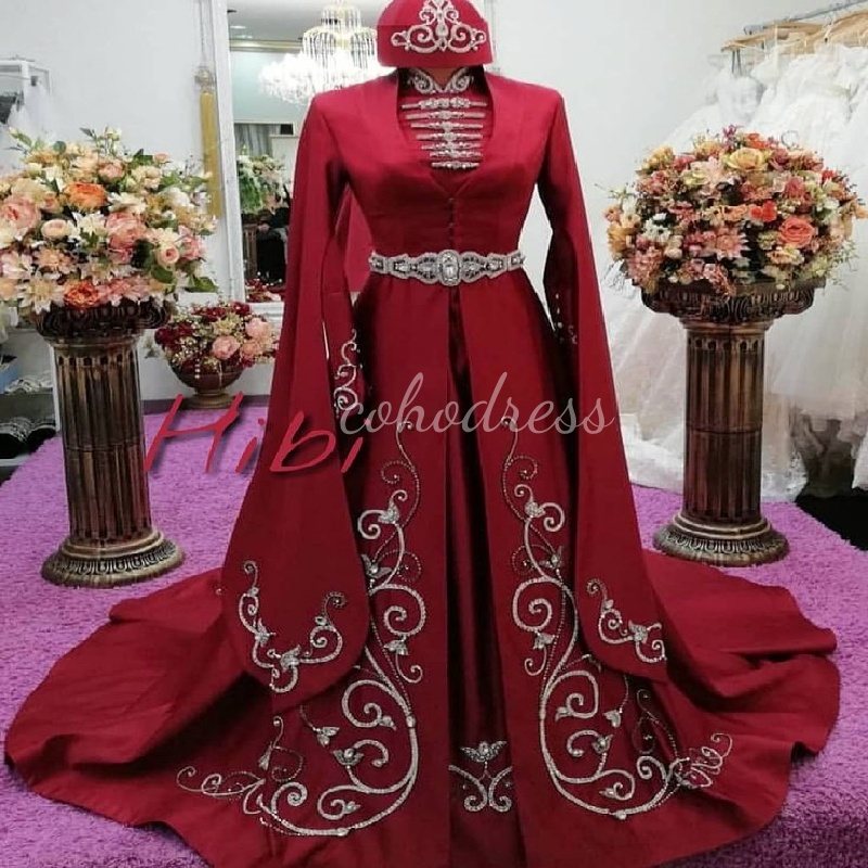 Russian Traditional Circassian Evening Dress 2025 High Neck Arabian Dubai Beaded Prom Dress Caucasian Party Gown Vestio De Fiesta Special Occasion Eng