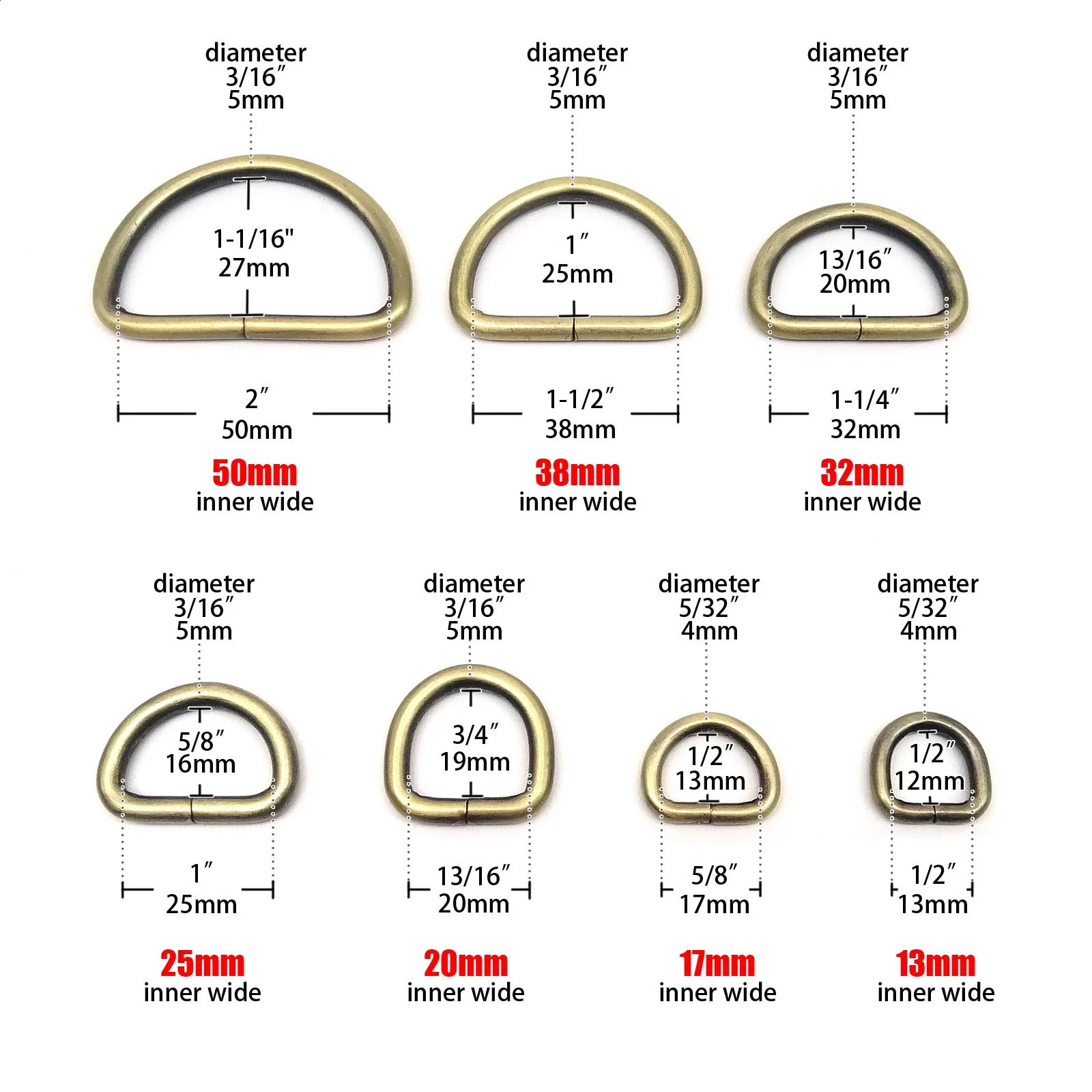 5pcs Metal High Quality Thickened Leather Hand Bag Backpack Purse Strap Belt Dog Collar Chain Semi O Dee D Ring Buckle Clasp DIY 250213