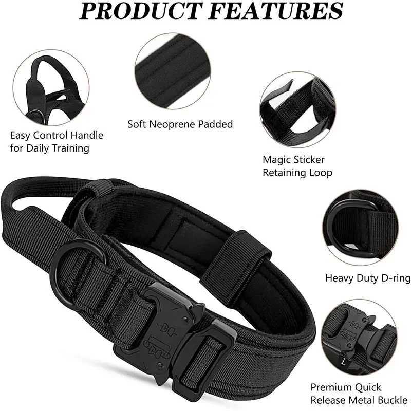 Outdoor Sports Style Tactical Dog Collar Usable Collar For Medium To Large Dogs With Traction Capability For Dog Training W250219