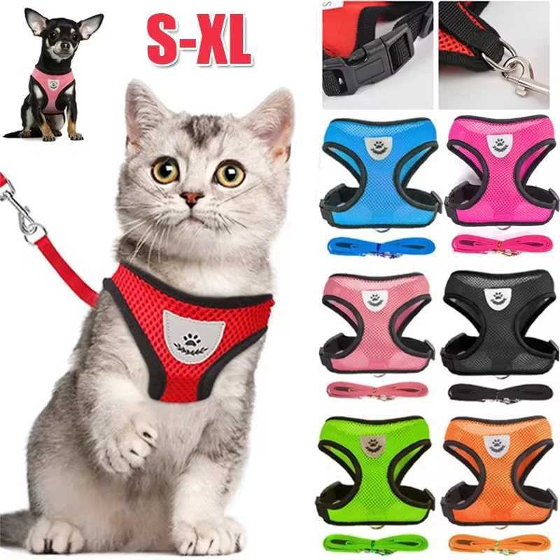 Cat Dog Harness with Lead Leash Adjustable Vest Polyester Mesh Breathable Harnesses Reflective sti for Small Dog Cat accessoriesXJ250218