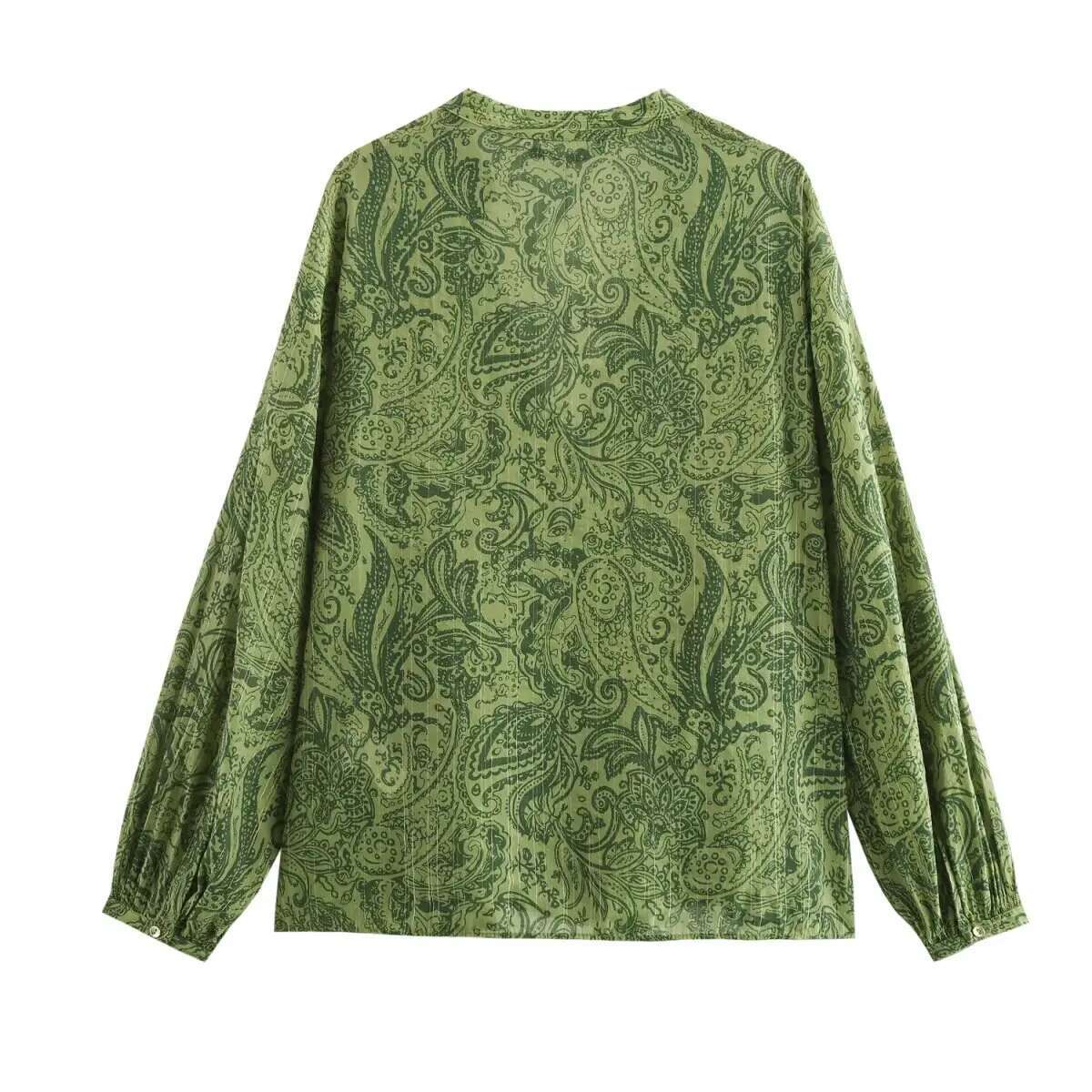 Metallic Print Shirts For Women Summer Casual Women's Boho Beach Blouse Female Long Sleeve Button Up Shirt Woman
