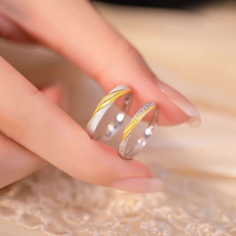 Mobius sterling silver lovers small design luxury Qixi Valentine's Day star pair ring