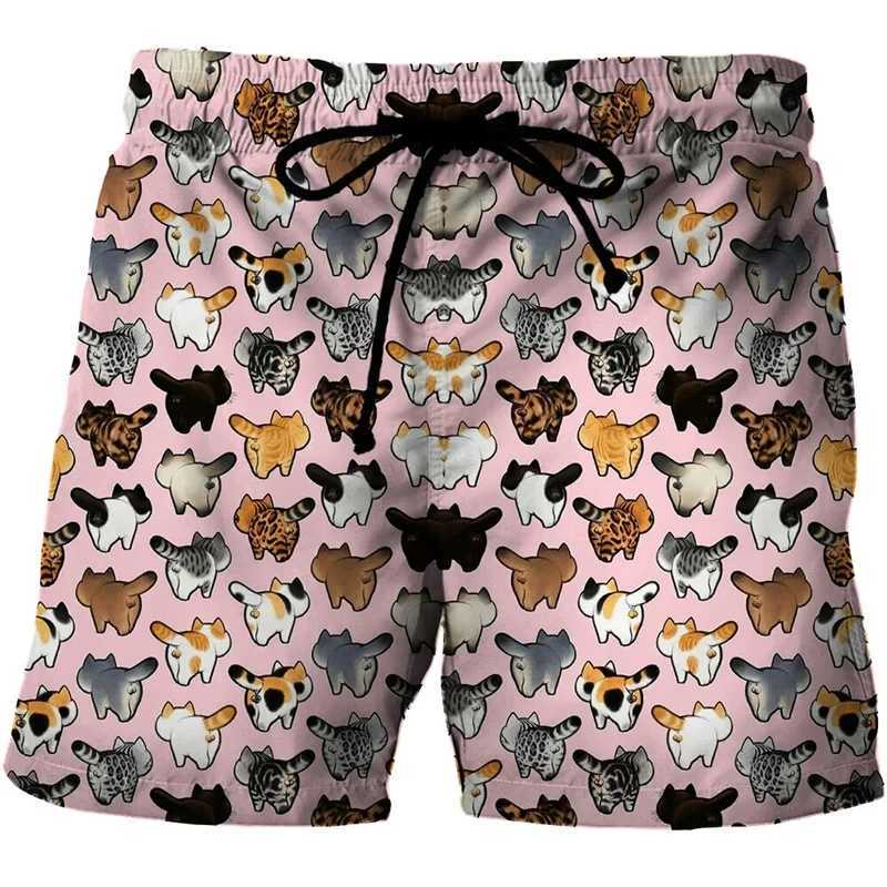 3D Cats Print Shorts Men Women Kid Fashion Y2k Leisure Oversize Short Pants Summer Cool Mens Swim Short Sport Beach Shorts W250219