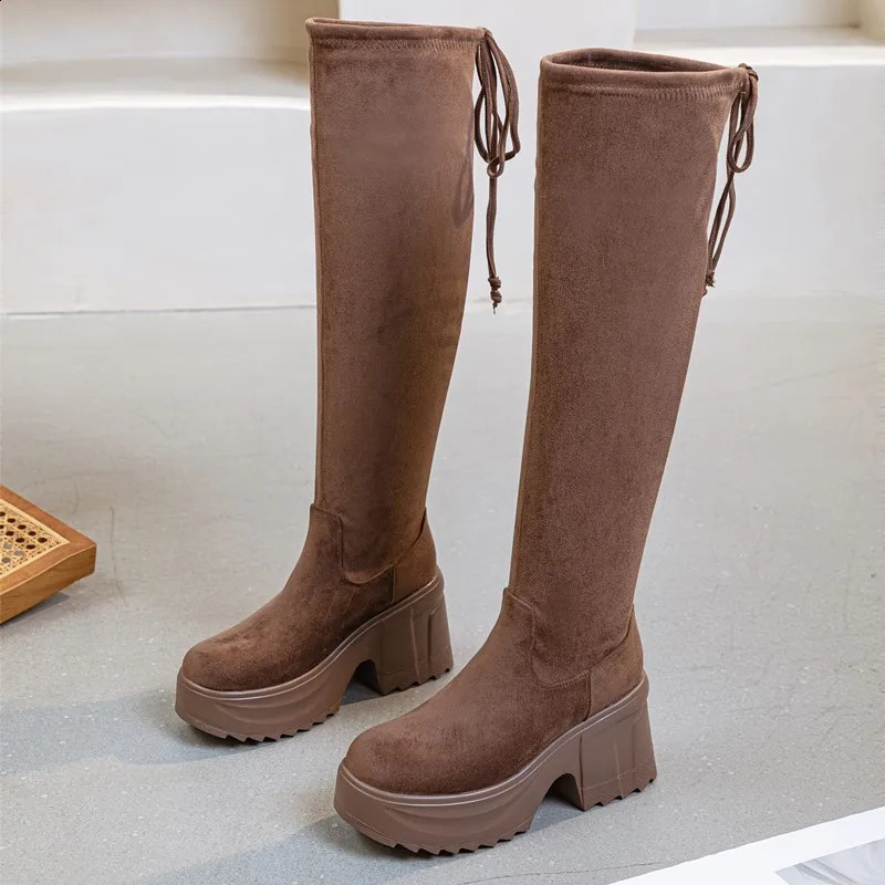 DIMANYU Womens Long Boots Platform Over Knee Female Knight High Heels For Women 250117