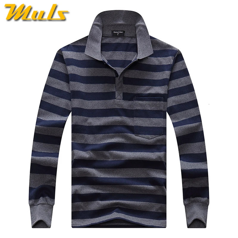 Cotton Polos Men Long Sleeve Mens Polo Shirt Spring Autumn Striped Male Dress Classic Business Father Gift Drop Ship 250219