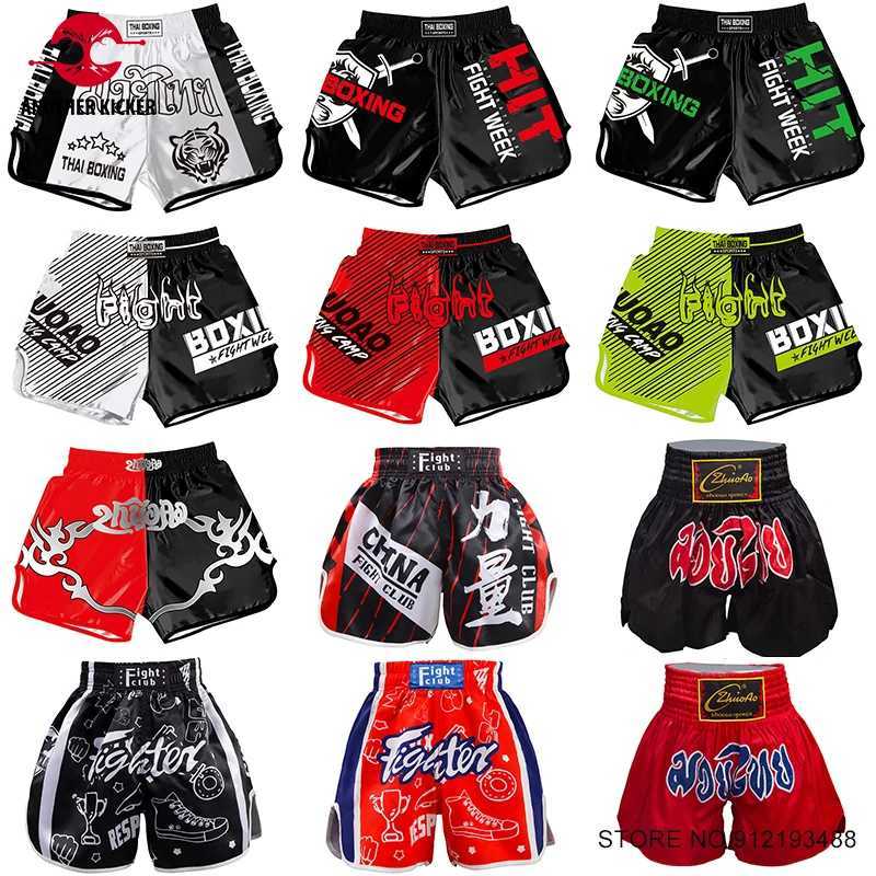 Bo Satin Muay Thai Shorts Men Women Child Boy Girl Quick Dry Sanda Sparring Grappg Cage Fighting Kickbo Pants W250219