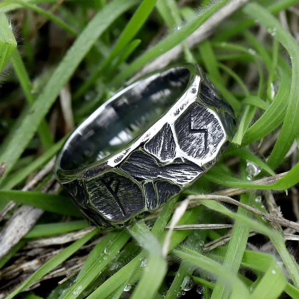 2023 NEW Vintage 316L Stainless Steel Viking rune Ring for Men steel Amulet retro fashion Jewelry FOR GIFT free shippingXJ250219