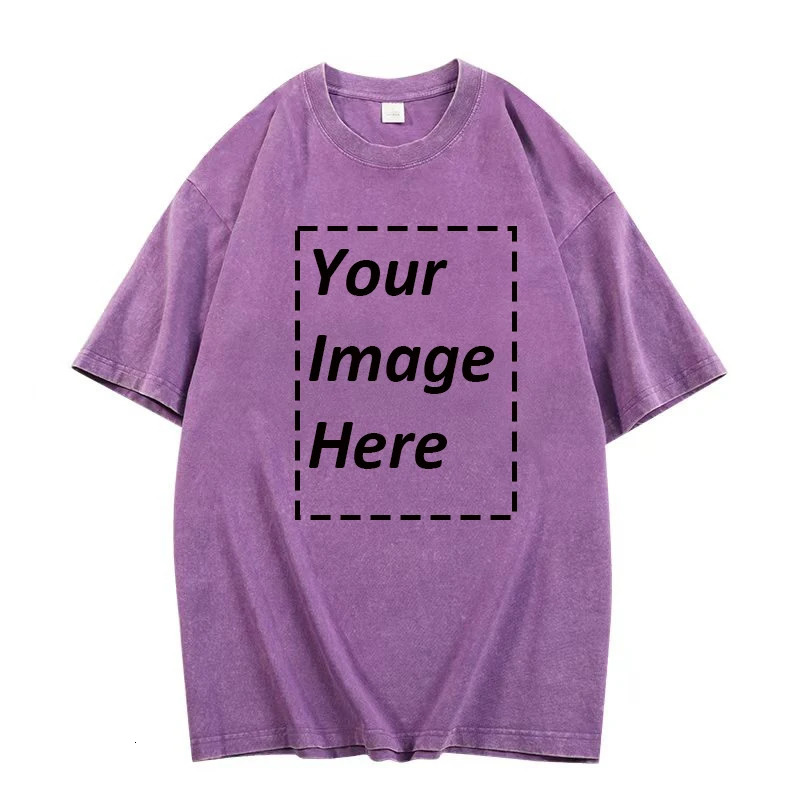 320g Heavy Mens Washed Vintage Customized Print Oversized T-Shirts Street Hip Hop Punk women Harajuku Casual Cotton Short Tee 250217