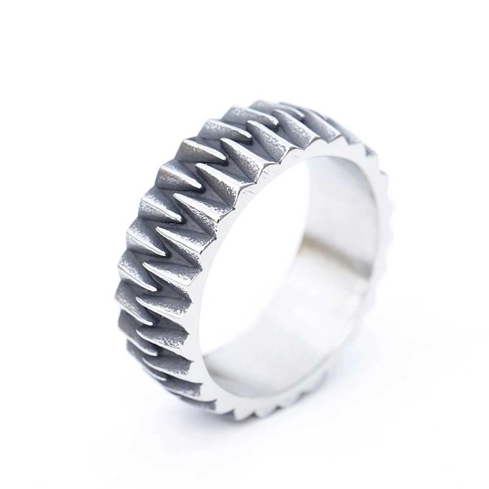 Fashion 2024 New 316L Stainless Steel Enagagement Retro gear Ring For Man Women Personality Jewelry Teenagers GiftXJ250219