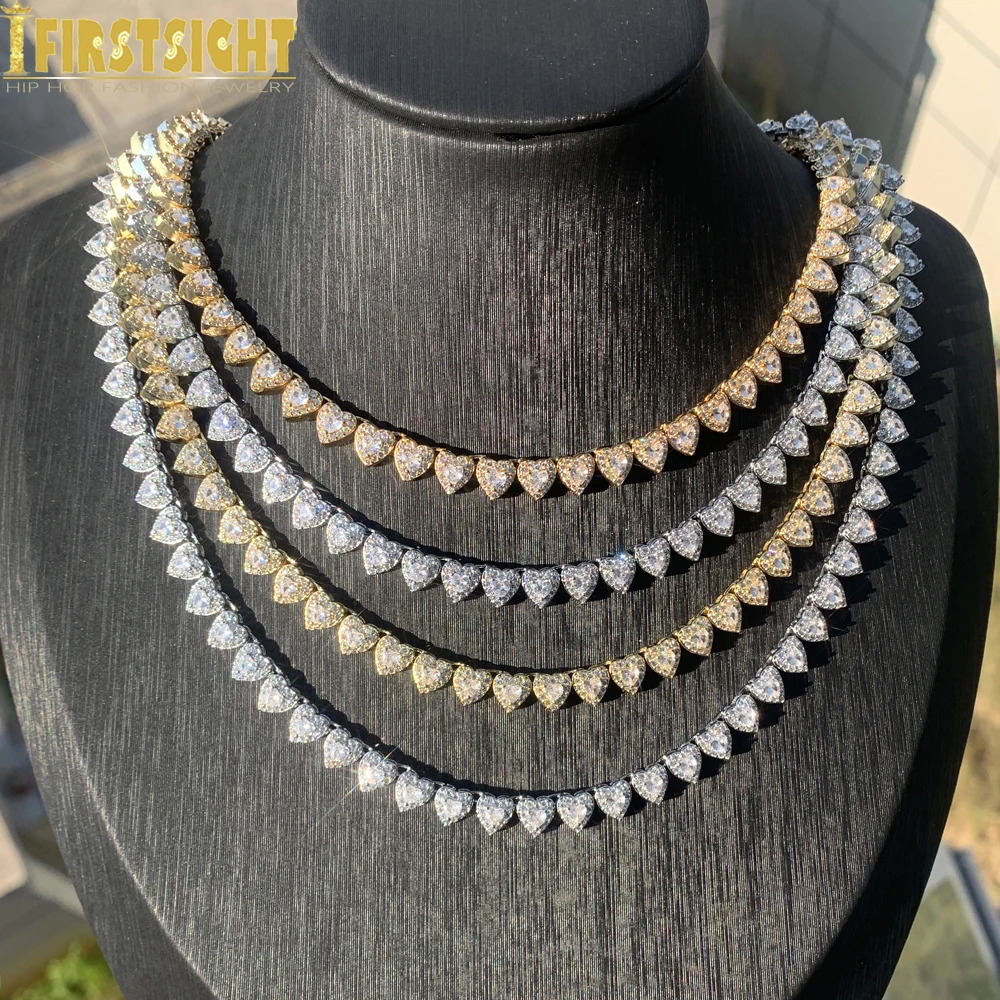 7mm Mini Heart Charm Bracelet Full Iced Out Bling CZ Cubic Zirconia Prong Setting Miami Bangle For Women Men Hiphop Jewelry 250213