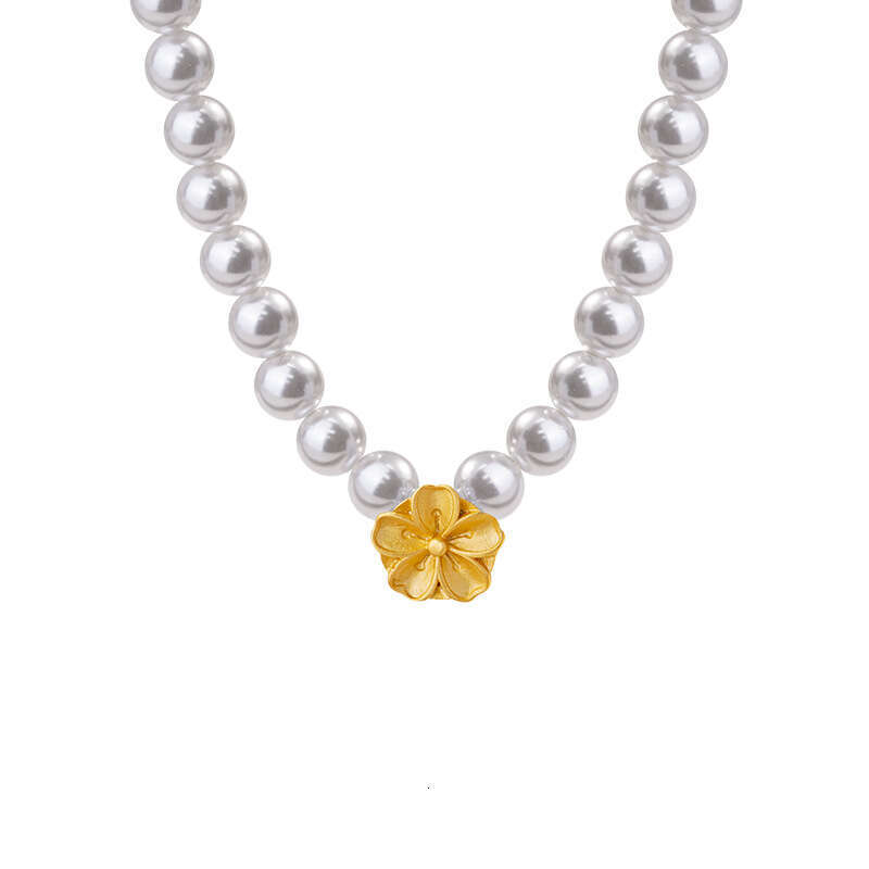 Sakura sterg sier necklace for women, niche, light , high-end, Shijia pearl collarbone chain, ins style wer pendant
