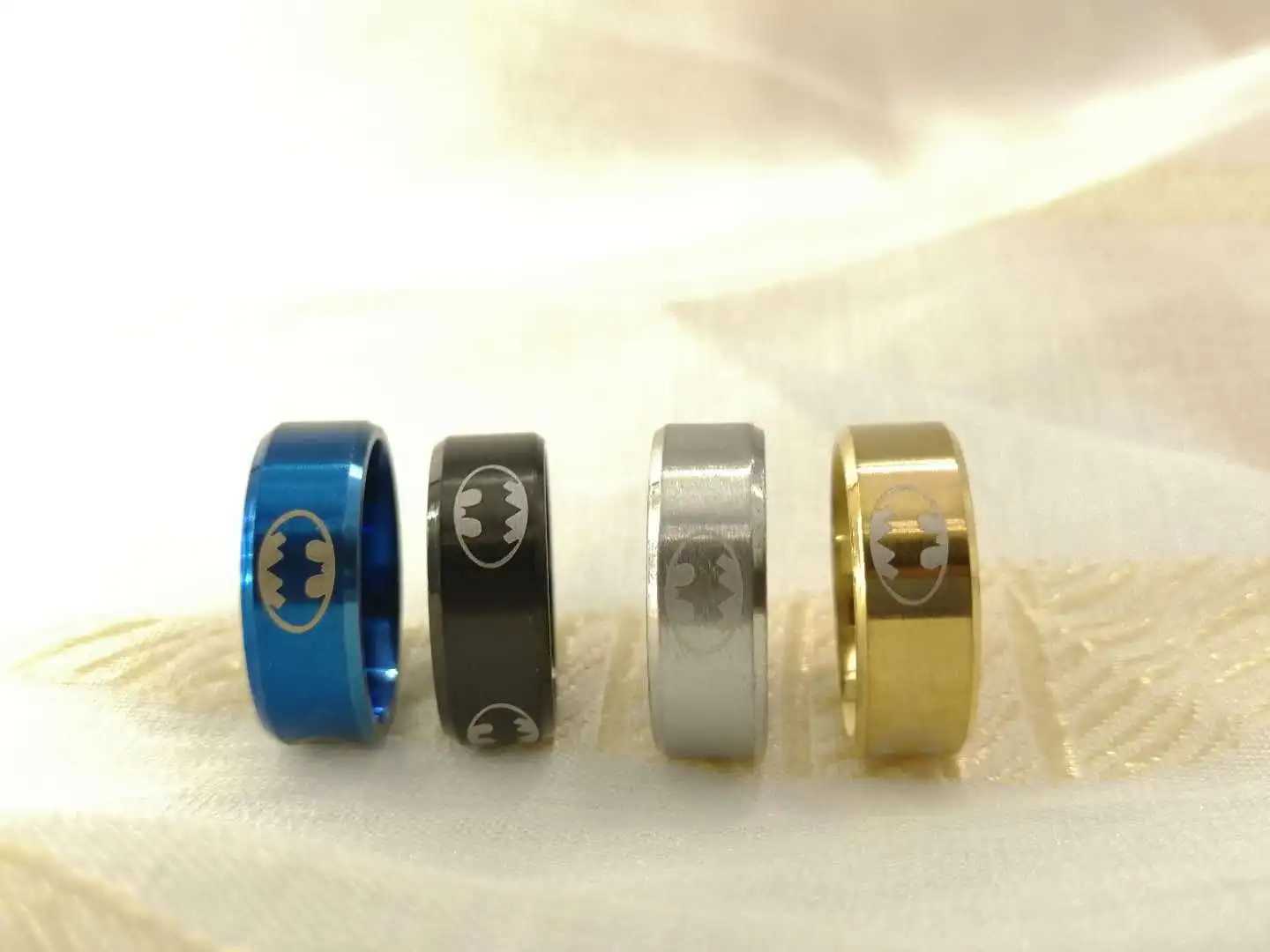 8mm Fashion Laser Bat Rings Stainless Steel For Men Anti Stress Lucky Jewelry Gift WholesaleXJ250219
