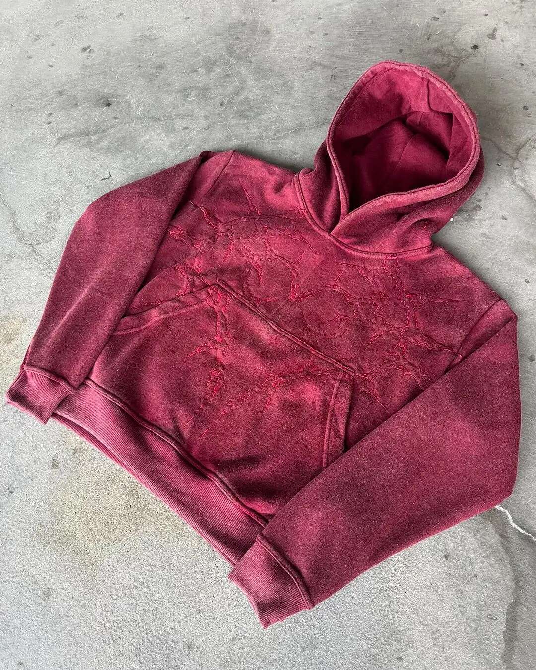 Retro Haruku High Street Streetwear Casual Solid Color ing Three Dimensional Pattern Pullover Hoodie for Men and Women
