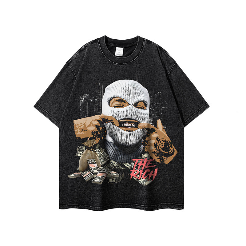 Summer New American Oil Painting Retro Washed Short Sleeved T-shirt Designer T-shirt For Men And Women Fashion Street Hip-hop Couple Short Sleeved Shi