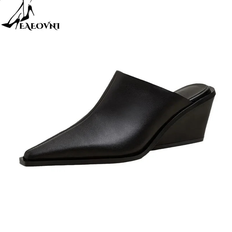 Shoes Mules For Women Slippers Casual Loafers Slippers Slides Square Toe Low On A Wedge Heels Block Cover Fashio 250213