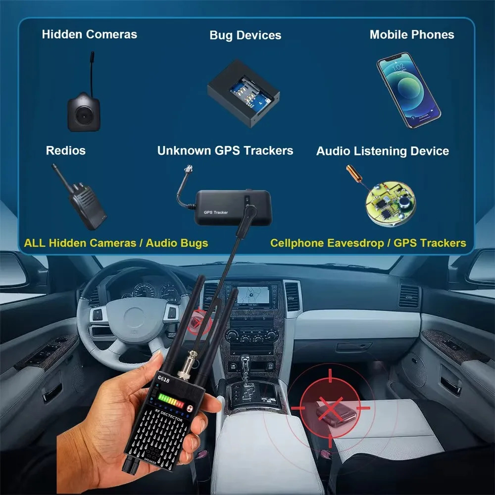 G618W G618D Super Sensitive Anti Candid Audio Mini Bug Hidden Camera Detector GSM GPS Full Range RF Bug Finder Device Scanner 240218