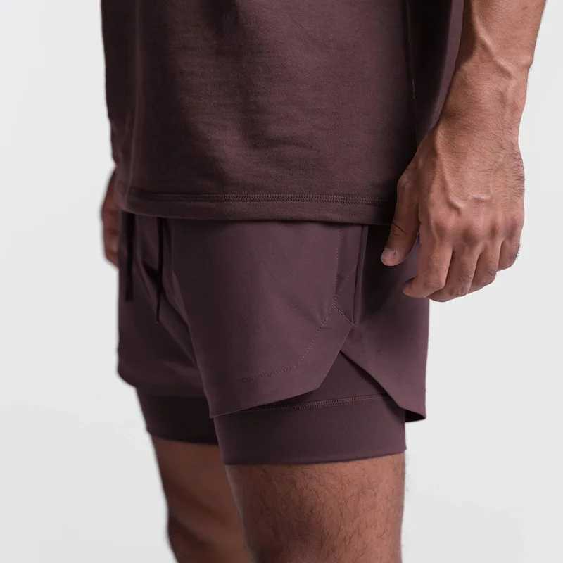 Mens Running Shorts 2 In Elastic Waist Sportswear Double-deck Quick Dry Soft Workout Shorts Gym Fitness Mens Sports Short Pants W250219