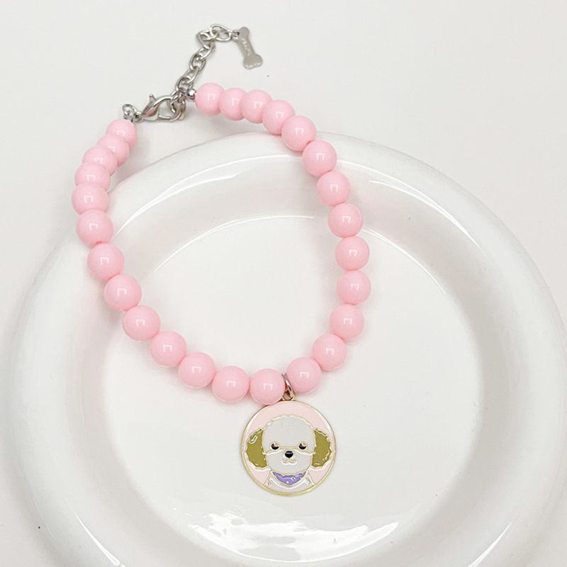 Fashion Colored Dog Necklace with Small Dog Charm, Cute Dog Necklace, Adjustable Pet Necklace for Small Medium Dog Chihuahua Birthday Gift, Party Dres
