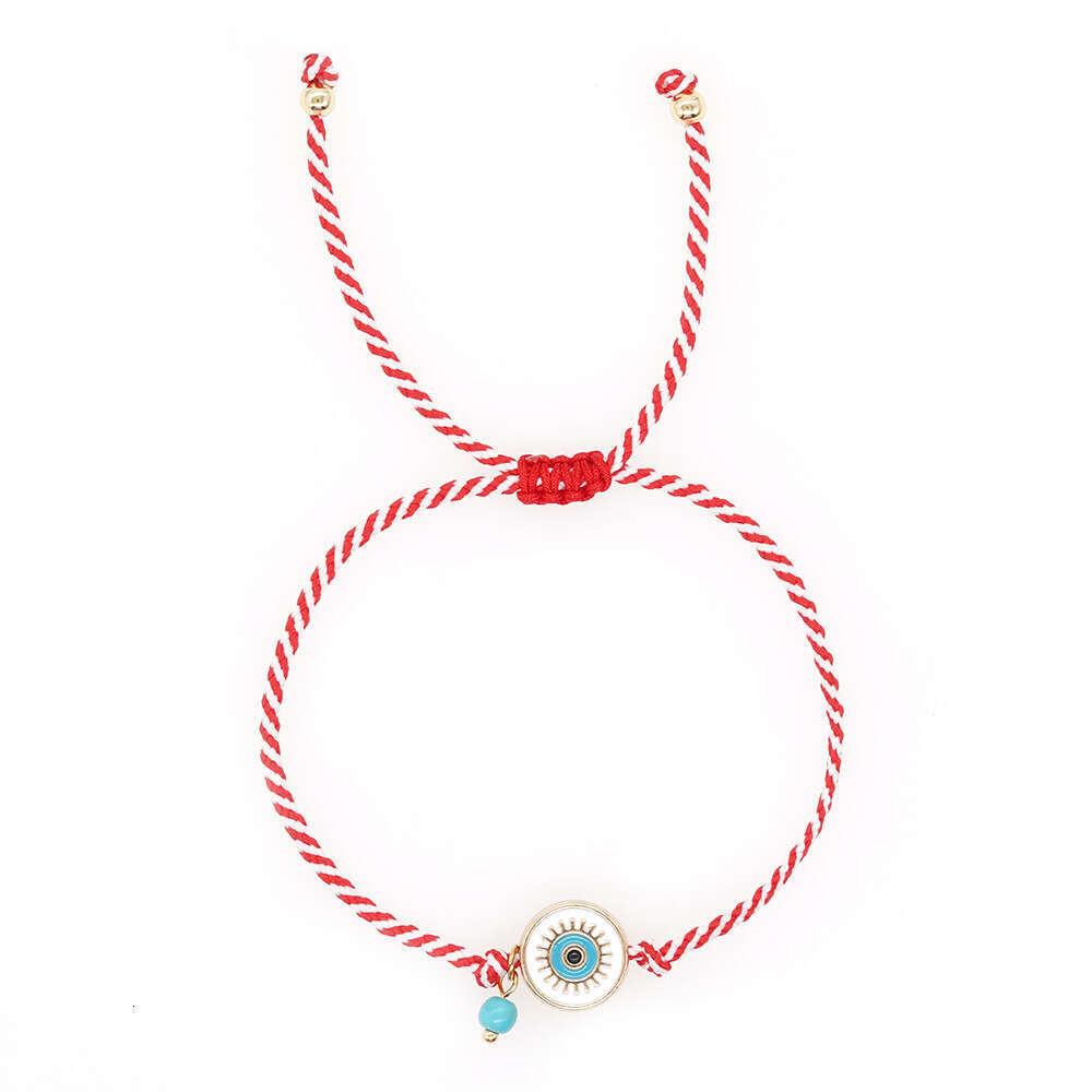 Fashionable minimalist Maltis with eyes, turquoise red and white rope, women's bracelet