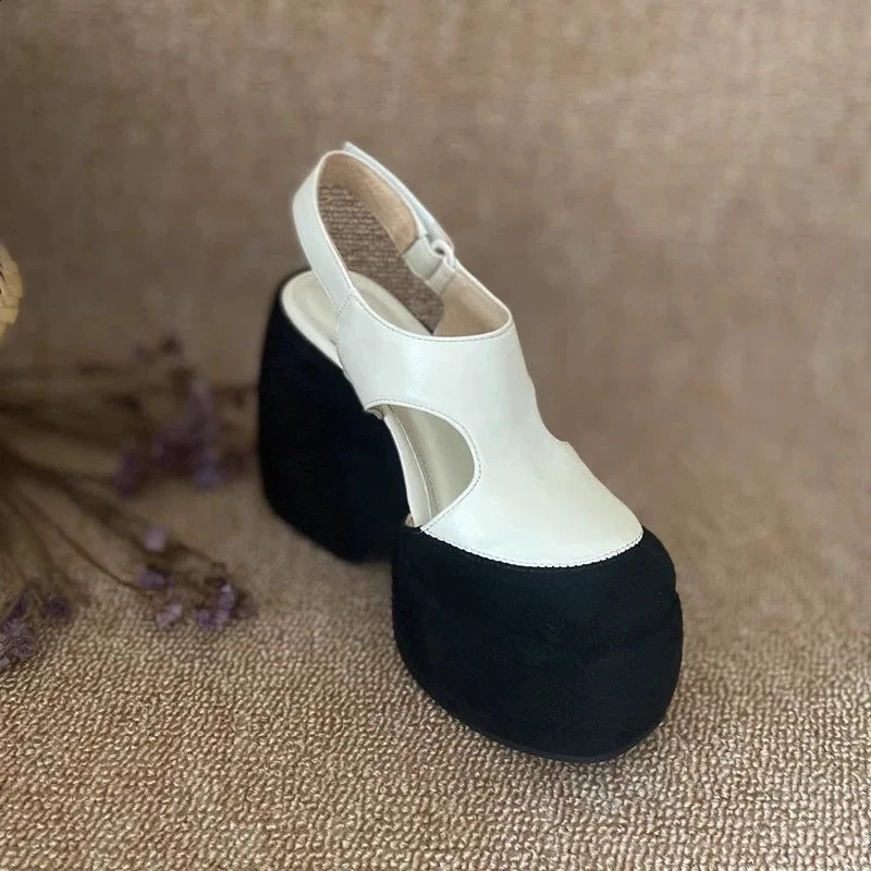 Krazing Pot Cow Leather High Thick Bottom Summer Shoe Casual Increase Luxury Party Modern Brand Platform Women Sandals 250117