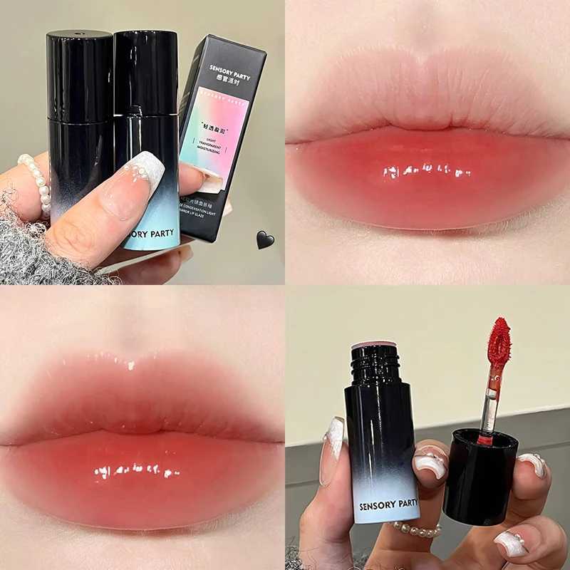 Sexy Red Mirror Lip Glaze Water Light Liquid Lipstick Moisturizing Non-stick Cup Highly Pigmented Peach Lip Tint Makeup CosmeticW250219