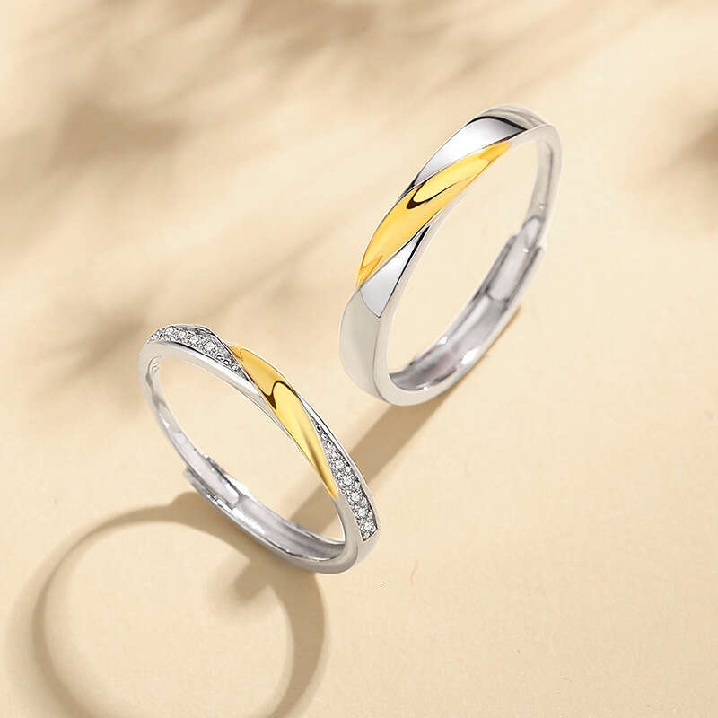 Mobius sterling silver lovers small design luxury Qixi Valentine's Day star pair ring