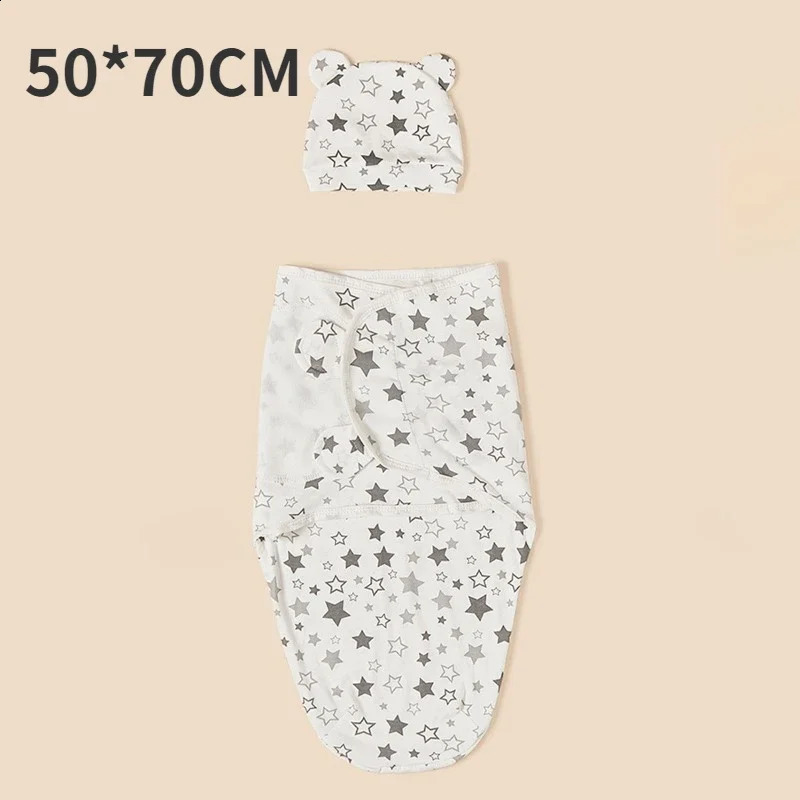 Baby Anti-shock Swaddle Cotton Printed Wrap SpringSummer Baby Wrap Two-piece Baby Anti-kick Blanket Suitable for 0-3 Months 250218