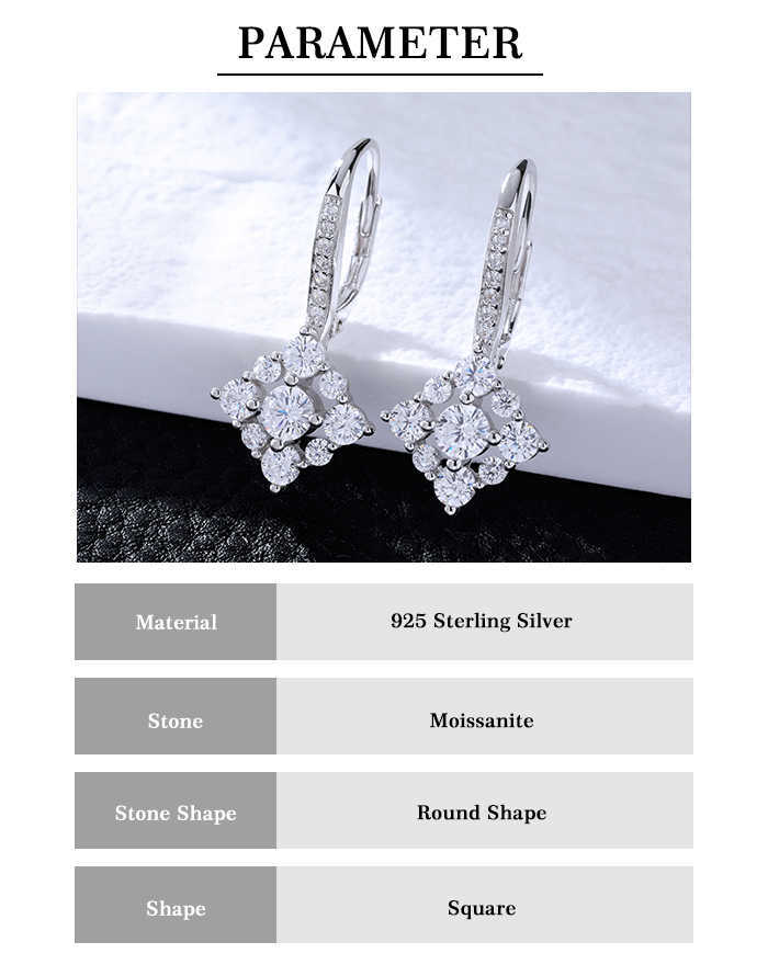 Luster Beautiful Womens 925 Silver Round Brilliant Cut Moissanite Pendant Hoop Earrings Moissanite for Engagement