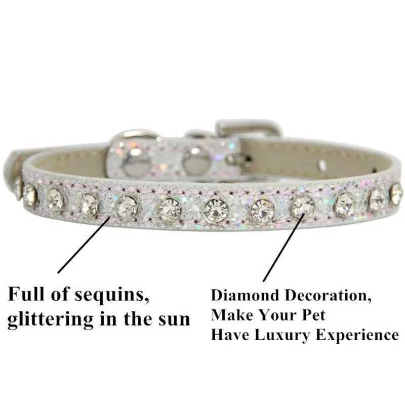 Cute Bling Rhinestone Dog Collar Crystal Diamond Cat Collar Kitten Puppy Collars for Small Medium PetsXJ250218