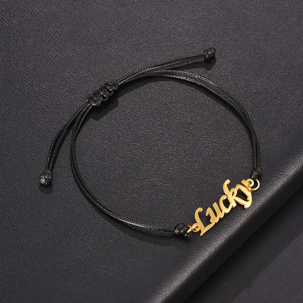 HIYONG Stainless Steel Cutting English Name Bracelet Personalized DIY Hand-woven Hand Rope Unisex Hand Jewelry 250214