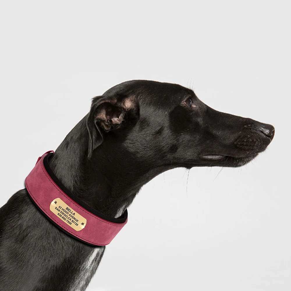 Wide Personalized Dog Collar PU Leather Customized Dogs Tag Collars Soft Pet Collar for Small Medium Large Dogs Pitbull BuldogXJ250218