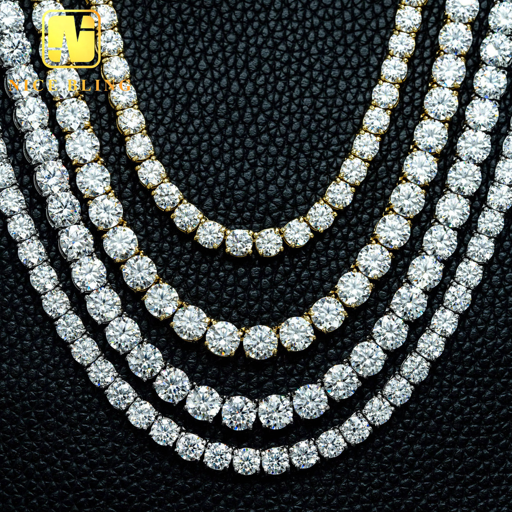 Wholesale Hip Hop Jewelry Fashion Iced Out Gold Sier Plated Brass Zircon Dia Tennis Chain CZ Necklace for Men Women