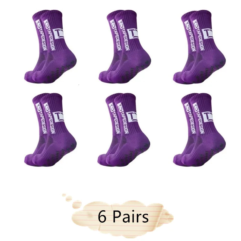 6 Pairs Men Women Soft Breathable Anti-slip Football Socks Running Soccer Basketball Cycling Sports Grip Socks 250219