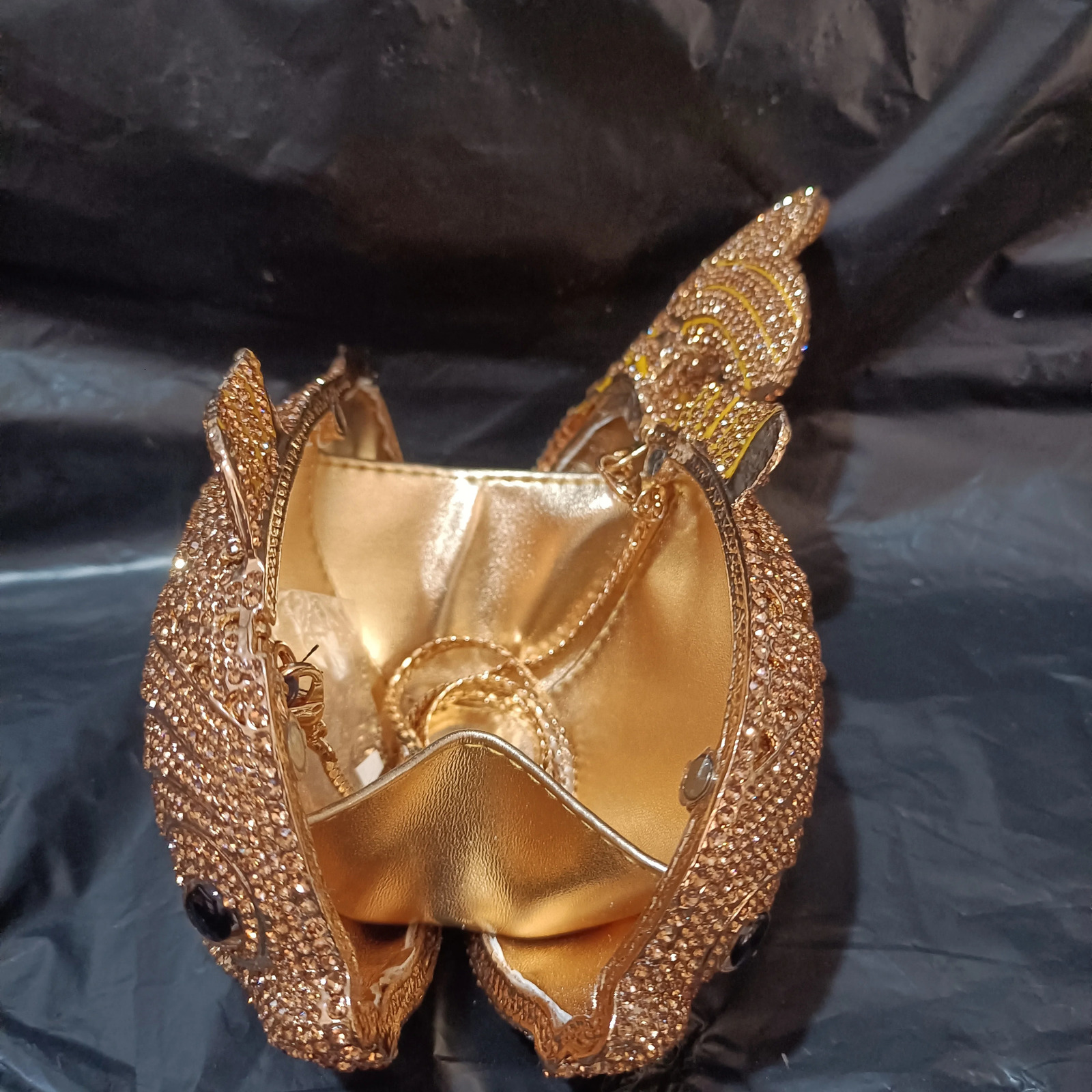 Women Fish rhinestones Clutch Purse Gold Stones Evening Minaudiere Bags Wedding Bridal Handbags Party Dinner Purses Clutches Bag 250218