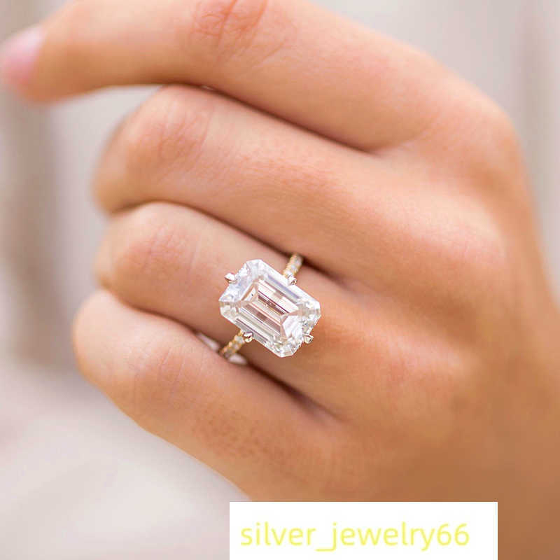 Luster Jewellery Emerald Cut 13*9.5mm 10/14/18k Engagement Hidden halo Moissanite Gold Designs for Girls Rings Wholesale Bulk