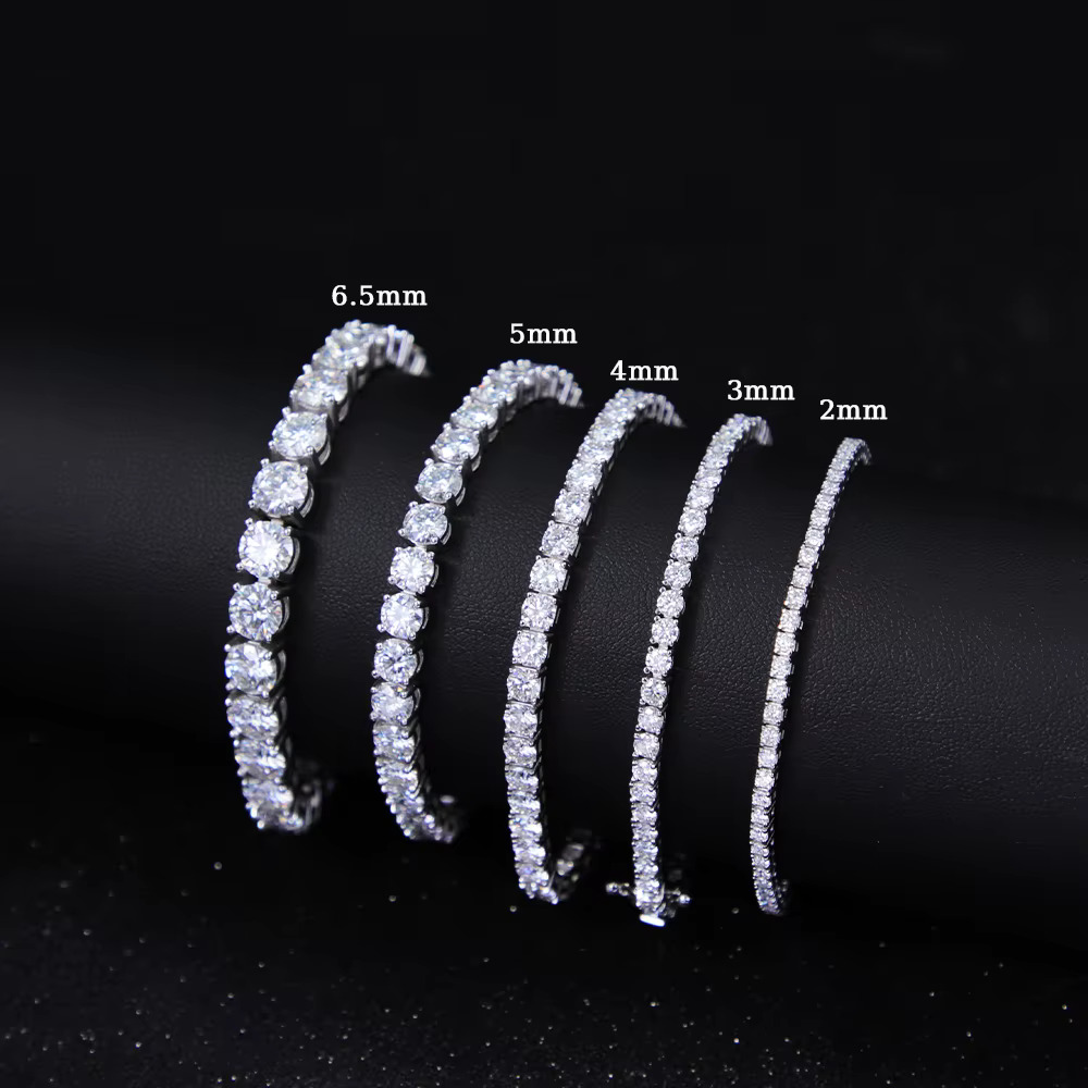 2mm-6.5mm 100% Passed Dia Test S Sier With GRA VVS Moissanite Tennis Chain Ready to Ship for Necklace