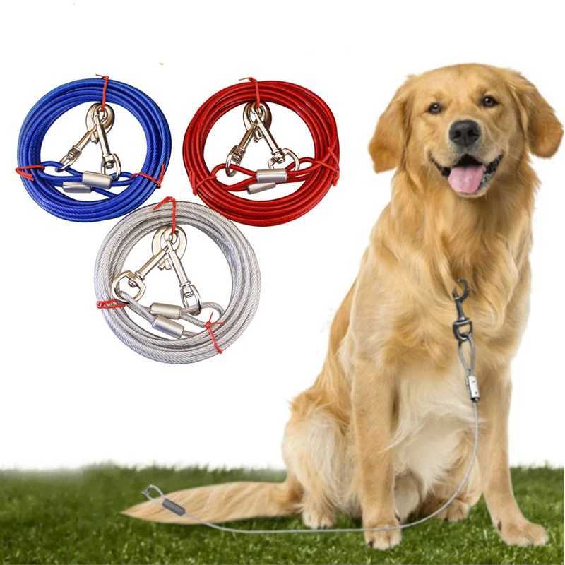 3M Outdoor Pet Leash With Dog Fixed Pile Metal Screw Stake For Camping Garden Ground Steel Wire Dogs Leads Leashes SetXJ250218