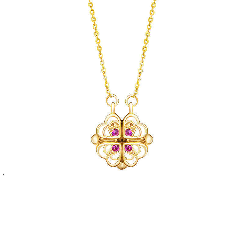 Lucky Clover sterg sier magnetic necklace for women, light and high-end, a two wearing collarbone chain heart pendant