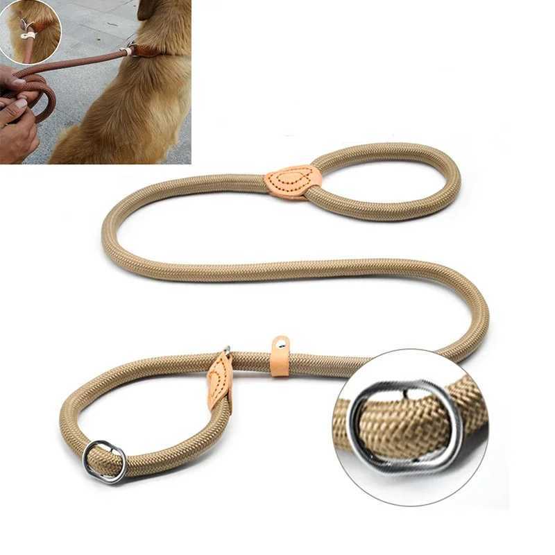 Dog Walking Leash Slip Rope Lead Leash Heavy Duty Braided Rope Adjustable Loop Collar Training Leashes for Large DogsXJ250218