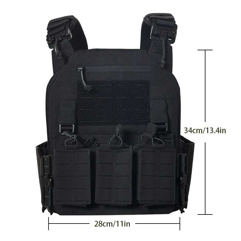 Tactical Vest - Versatile outdoor lightweight vest Hunting Support Adjustable MOLLE vest with three magazine bagsXJ250219