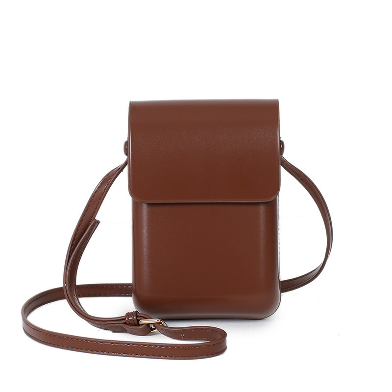 Korean version solid color pressed shell phone 2025 fashionable and versatile vertical small square simple commuting single shoulder diagonal swissmil