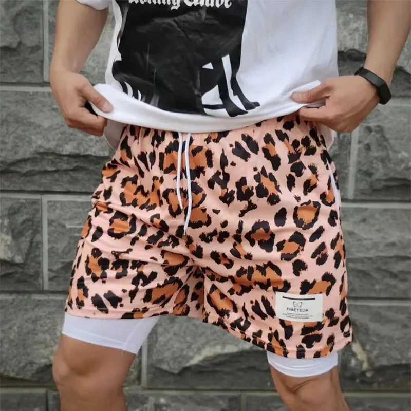 New sports shorts mens sports shorts double-layer running shorts 2 at the bottom of the beach summer gym training jogging shorts W250219