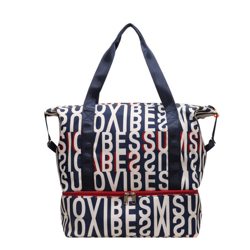 Large capacity travel bag, women's new style printed fashion, lightweight and waterproof hand luggage bag, men's business travel boarding ba