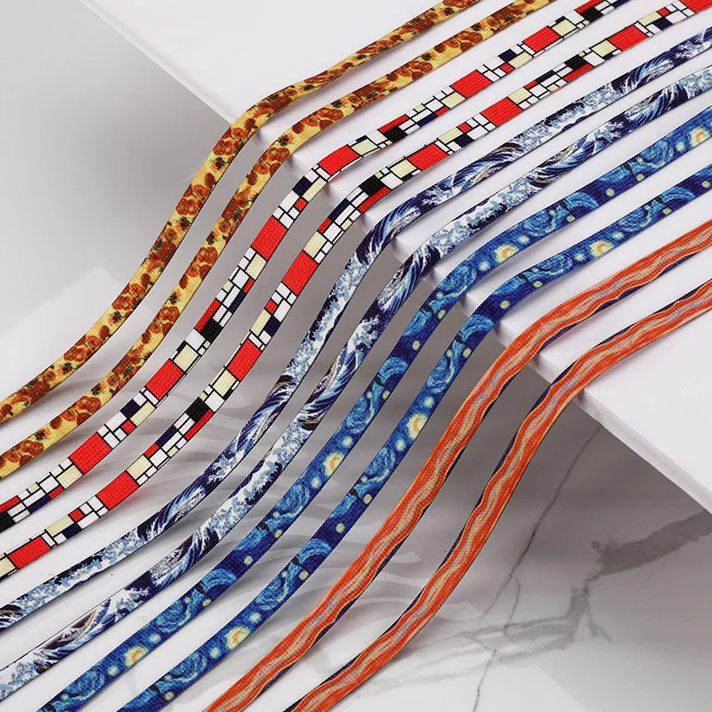 Colorful Shoelaces For Men And Women Flat Shoe Laces Sneakers Decorative Pattern Painting Shoestring 5 Colors 250219