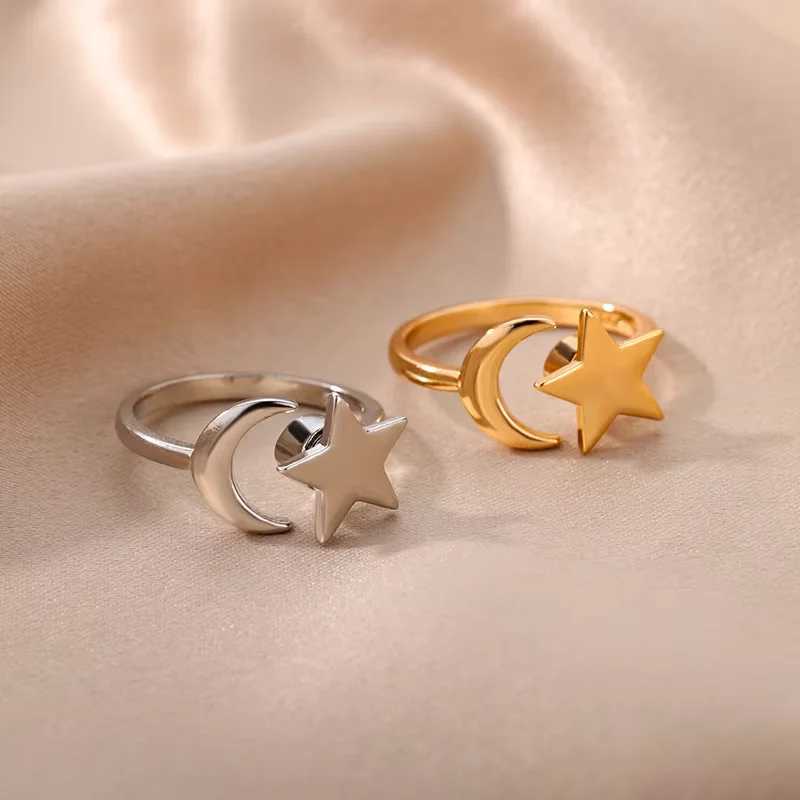 Anti Stress Anxiety Fidget Rings for Women Stainless Steel Sunflower Sun Star Spinner Ring Christmas Jewelry Gifts DropshippingXJ250219
