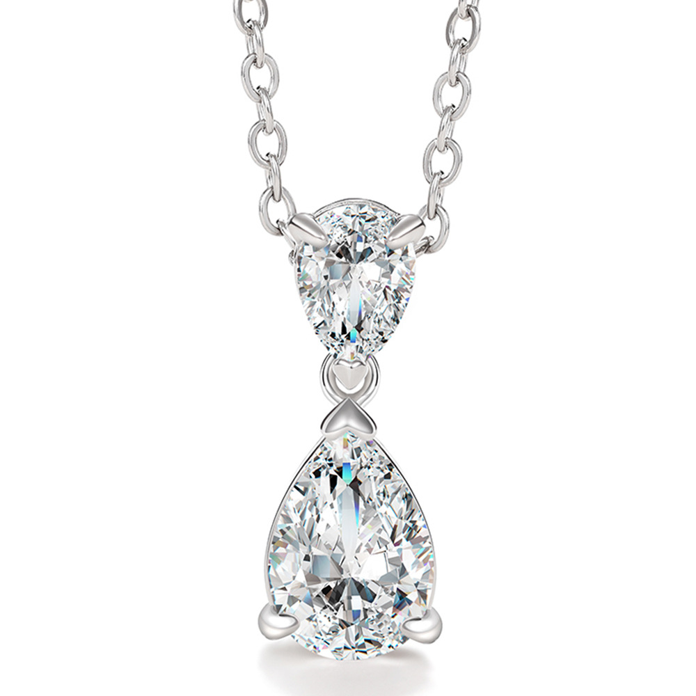 2025 Handmade Ins Top Sell Water Drop Pendant 18k White Gold Fill Pear Cut White 3A Cubic Zircon CZ Diamond Party Women Wedding Clavicle Necklace Gift