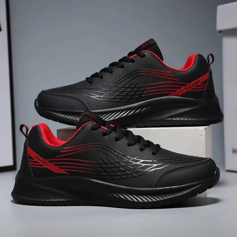 Running Shoes Men Big Size Casual Outdoor Flat Comfortable Walking Leather Tennis Shoes Lace-up Cheap Sneakers ManC250304