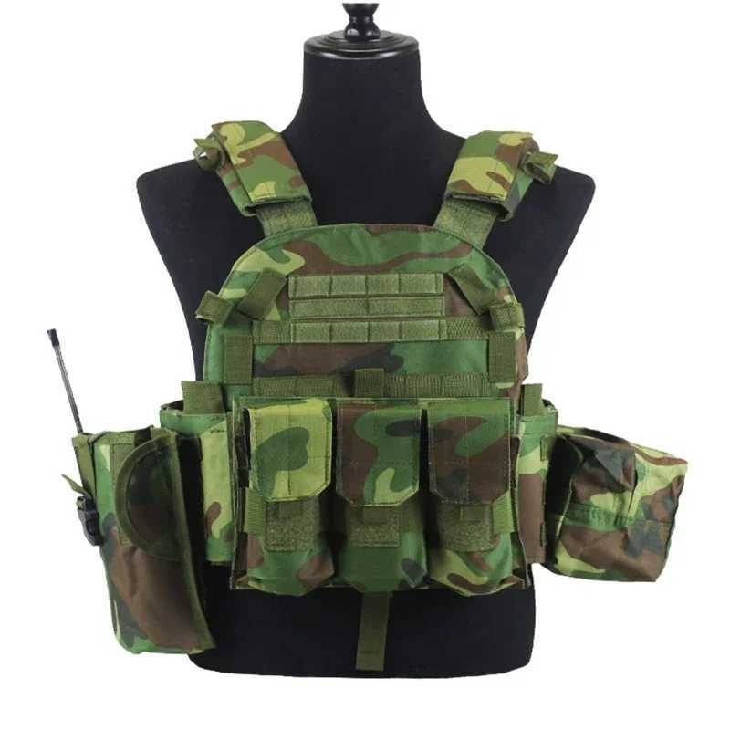 6094 Camouflage Plate Carrier Vest Multi-Functional Tactical Hunting Vest Adjustable Men Combat Equipment for Outdoor CyclingXJ250219